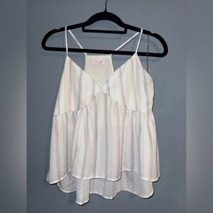 Pink Lily Women's Camisole - White with Pastel Stripes